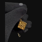 Gold Chrome Cross Dice Pendant Necklace, Stainless Steel Necklace for Men, Dice Charm Pendant, 14K Gold Waterproof Necklace, Gift for Him