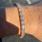 7mm Rose Gold Iced Out Sides Moissanite Tennis Bracelet