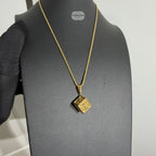 Gold Chrome Cross Dice Pendant Necklace, Stainless Steel Necklace for Men, Dice Charm Pendant, 14K Gold Waterproof Necklace, Gift for Him