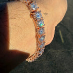 7mm Rose Gold Iced Out Sides Moissanite Tennis Bracelet