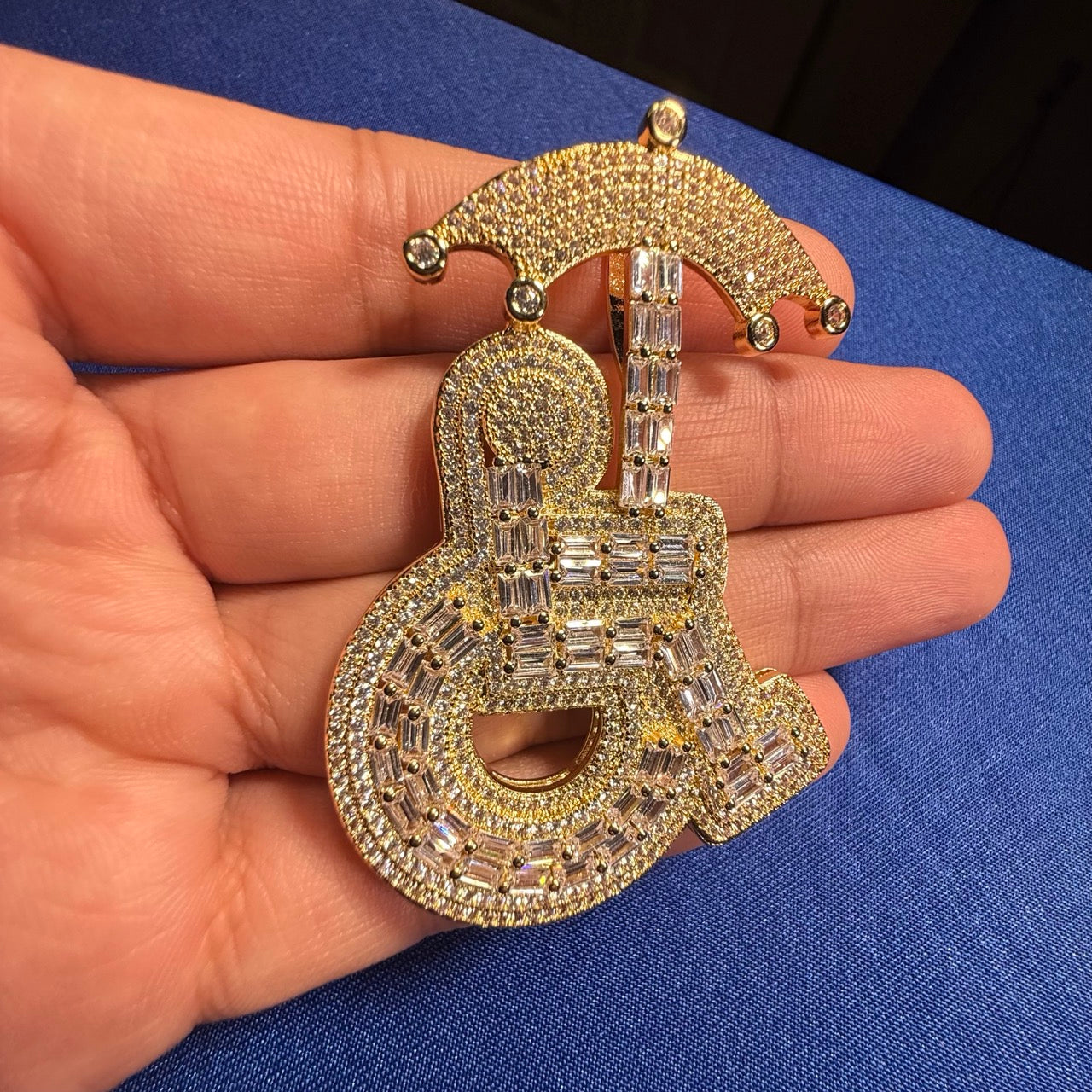 14K Gold Plated Wheelchair Umbrella Pendant + Steel Rope Chain