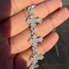 Moissanite Cross Infinity Bracelet - 18mm 8"