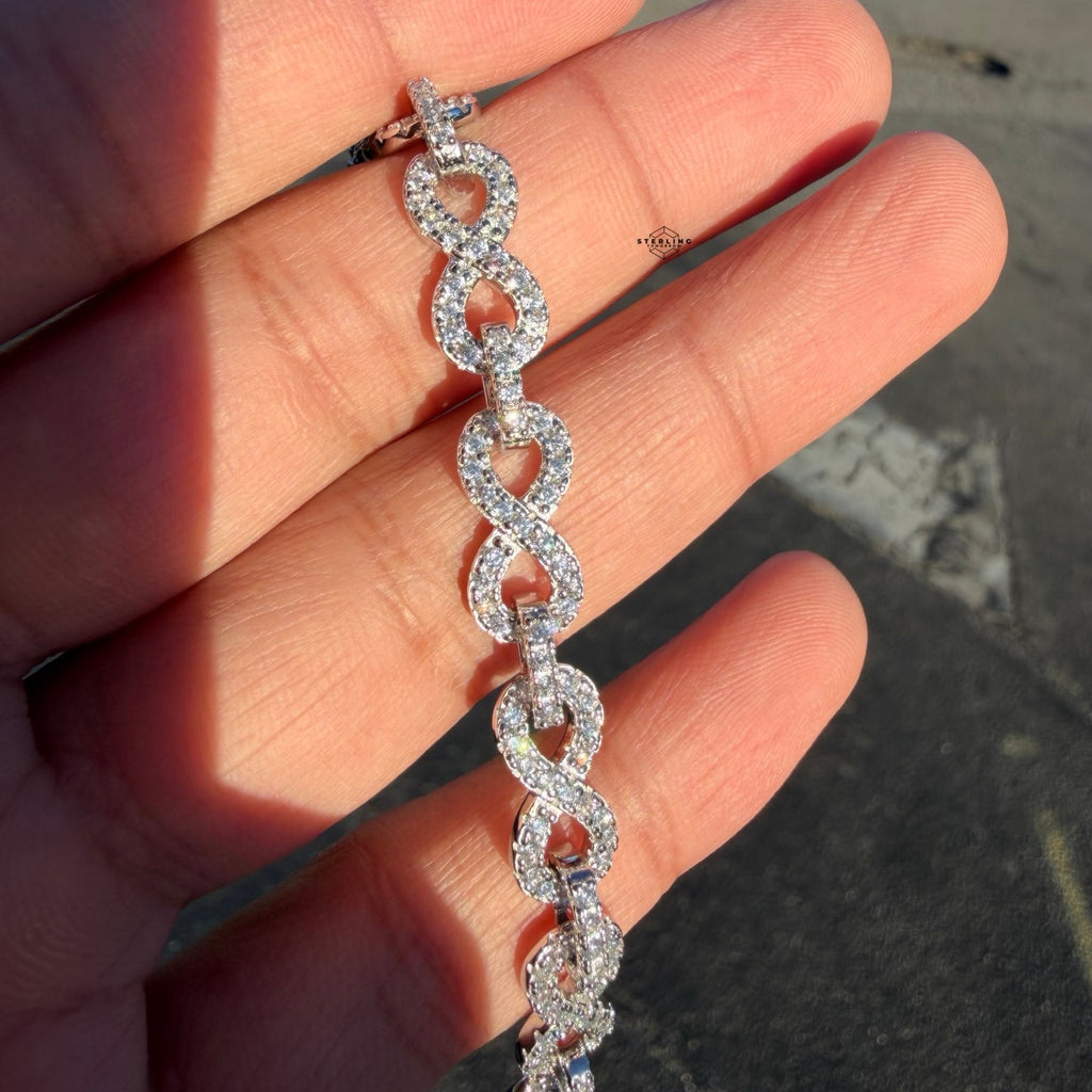 925 Sterling Silver 8mm 8" Infinity Bracelet