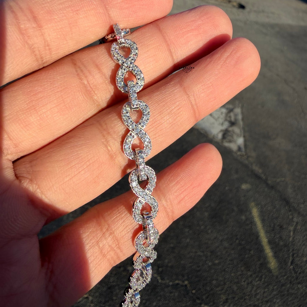 925 Sterling Silver 8mm 8" Infinity Bracelet