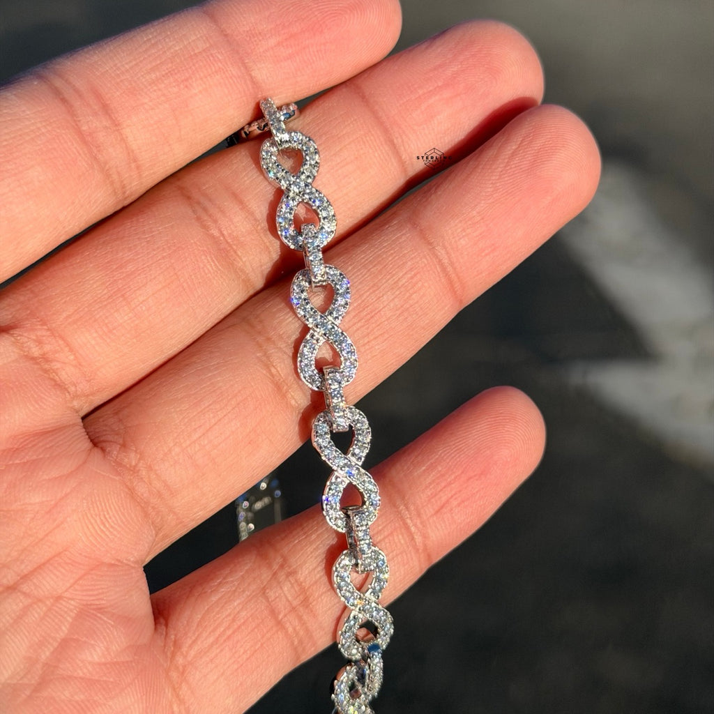 925 Sterling Silver 8mm 8" Infinity Bracelet