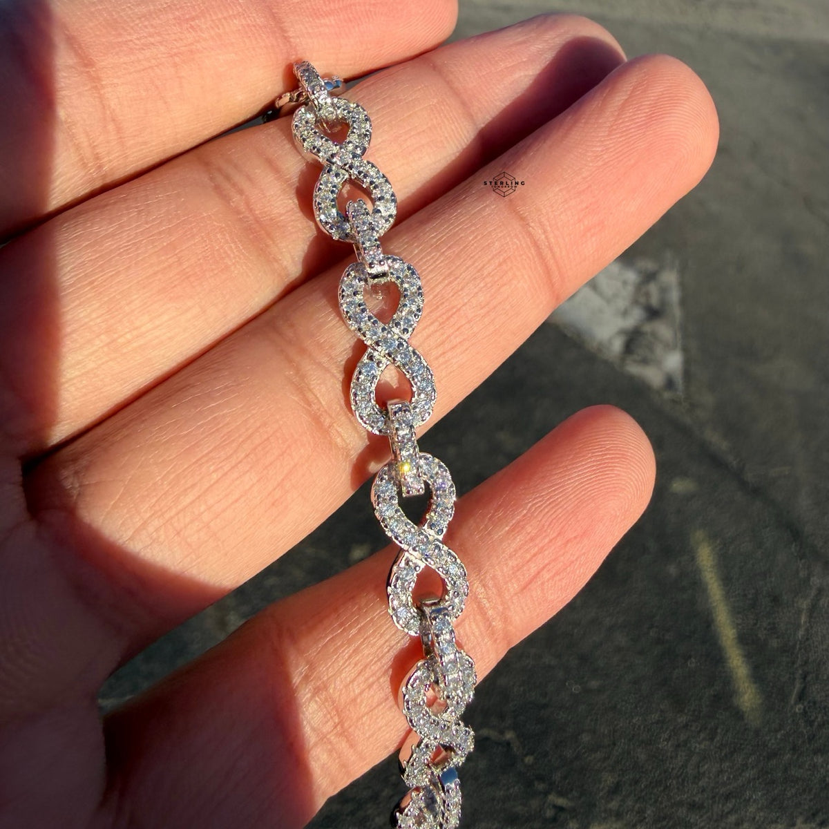 925 Sterling Silver 8mm 8" Infinity Bracelet