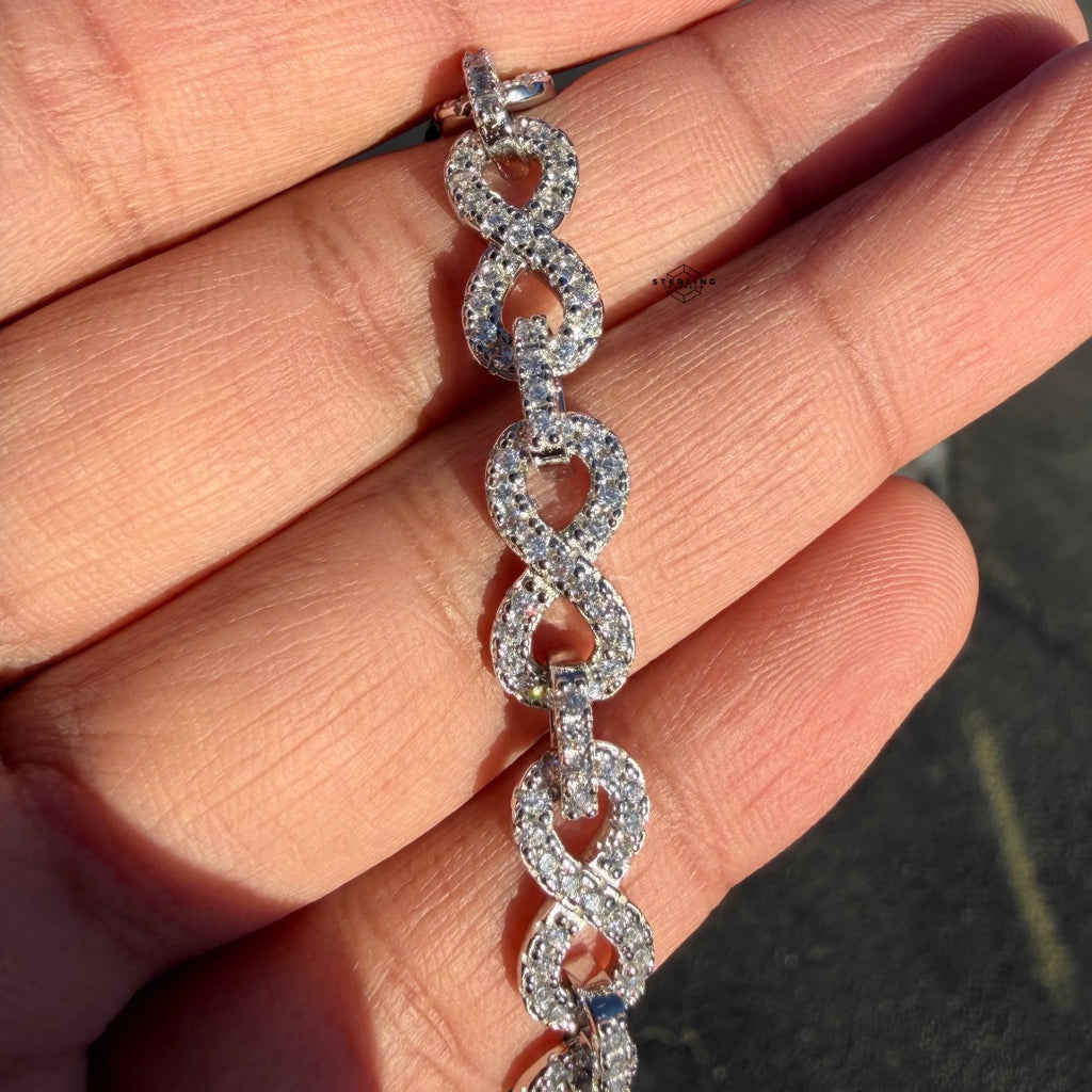 925 Sterling Silver 8mm 8" Infinity Bracelet