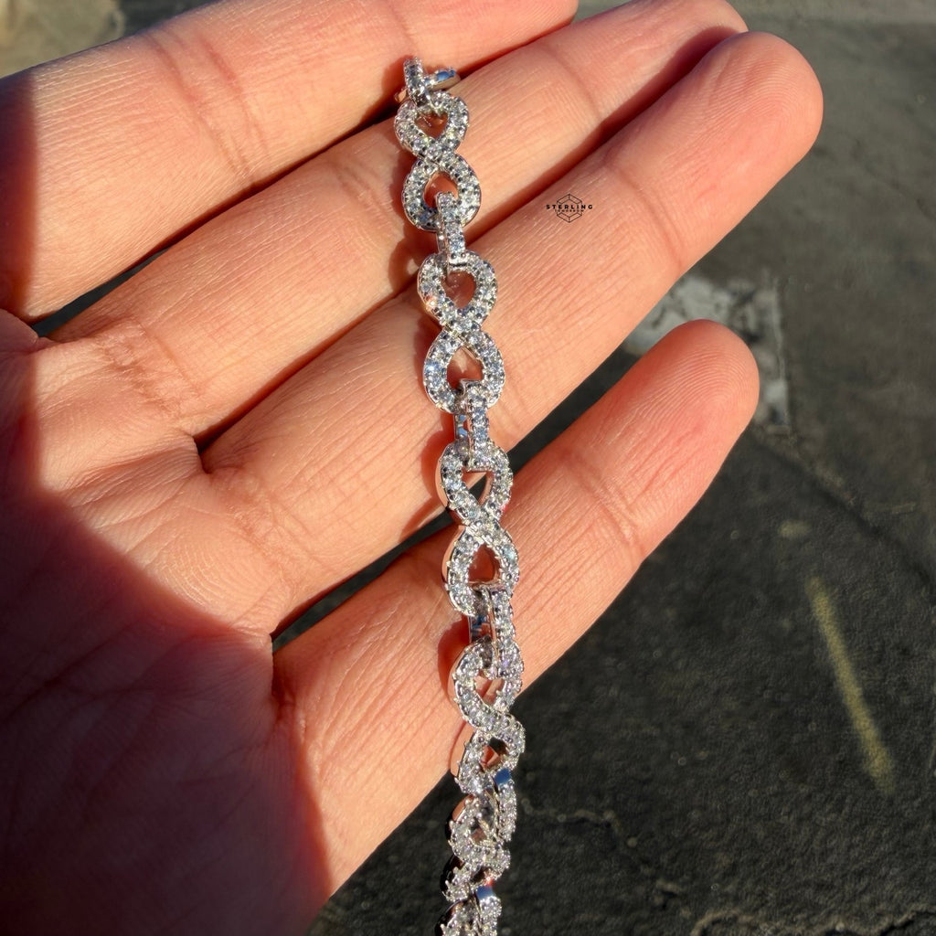 925 Sterling Silver 8mm 8" Infinity Bracelet