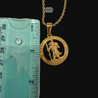 Gold Saint Christopher Pendant Necklace, Stainless Steel Necklace for Men, Religious Catholic Pendant, 14K Gold Waterproof Necklace, Gift for Him