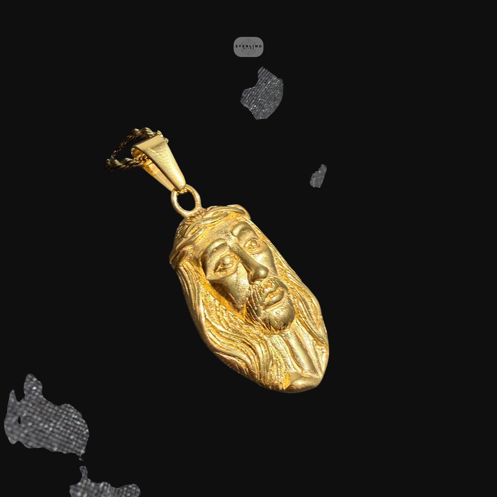 Gold Jesus Charm Pendant Necklace, Stainless Steel Necklace for Men, Religious Christian Pendant, 14K Gold Waterproof Necklace, Gift for Him (Copy)