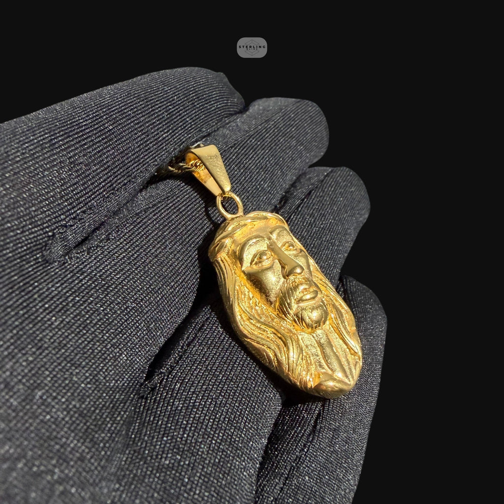 Gold Jesus Charm Pendant Necklace, Stainless Steel Necklace for Men, Religious Christian Pendant, 14K Gold Waterproof Necklace, Gift for Him (Copy)