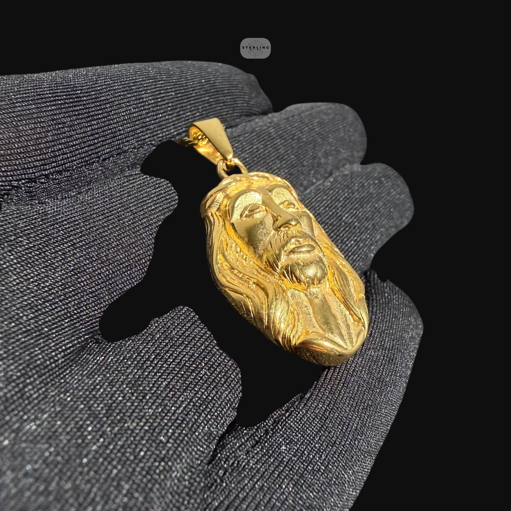 Gold Jesus Charm Pendant Necklace, Stainless Steel Necklace for Men, Religious Christian Pendant, 14K Gold Waterproof Necklace, Gift for Him (Copy)