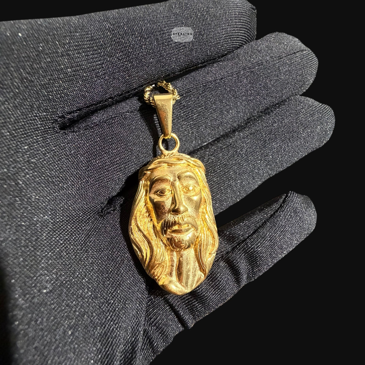 Gold Jesus Charm Pendant Necklace, Stainless Steel Necklace for Men, Religious Christian Pendant, 14K Gold Waterproof Necklace, Gift for Him (Copy)