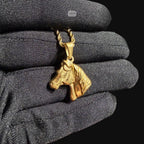 Gold Horse Pendant Necklace, Stainless Steel Necklace for Men, Horse Head Charm, 14K Gold Waterproof Necklace, Gift for Him, Equestrian Jewelry