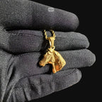 Gold Horse Pendant Necklace, Stainless Steel Necklace for Men, Horse Head Charm, 14K Gold Waterproof Necklace, Gift for Him, Equestrian Jewelry