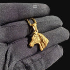 Gold Horse Pendant Necklace, Stainless Steel Necklace for Men, Horse Head Charm, 14K Gold Waterproof Necklace, Gift for Him, Equestrian Jewelry