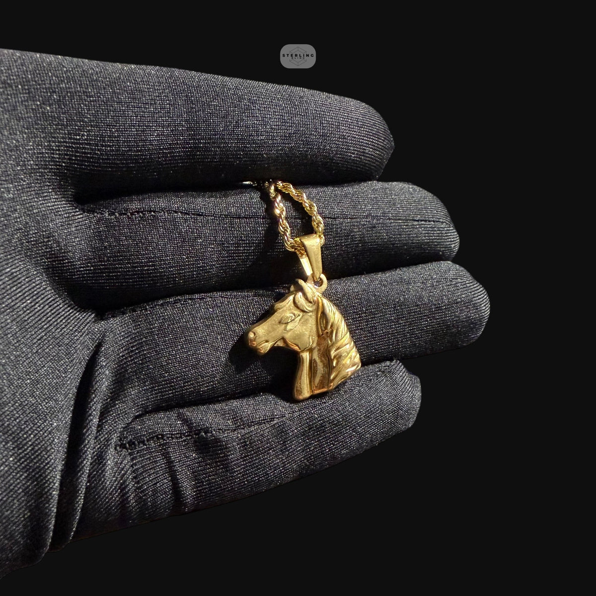 Gold Horse Pendant Necklace, Stainless Steel Necklace for Men, Horse Head Charm, 14K Gold Waterproof Necklace, Gift for Him, Equestrian Jewelry