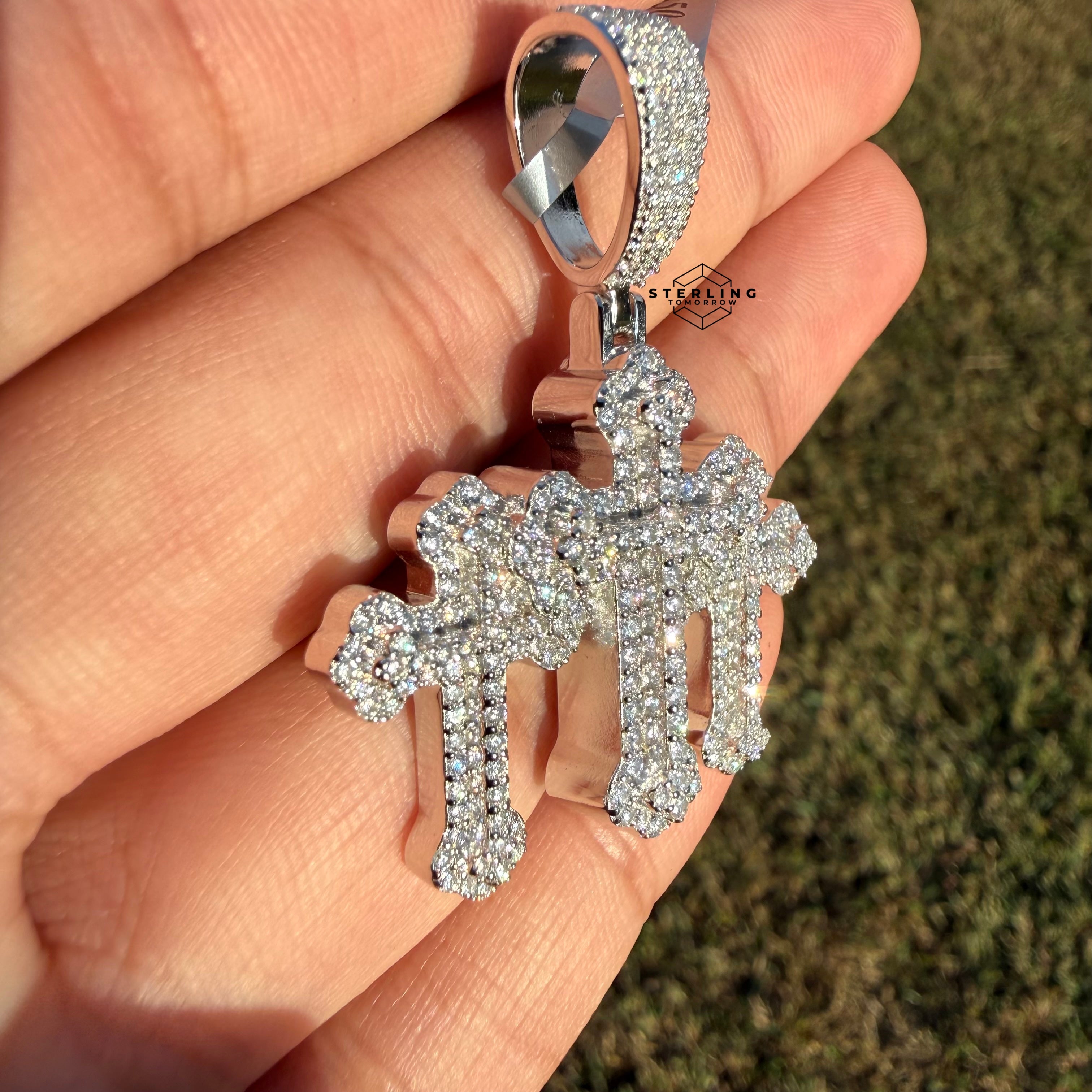 Moissanite Triple CROSS Iced Pendant