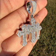 Moissanite Triple CROSS Iced Pendant
