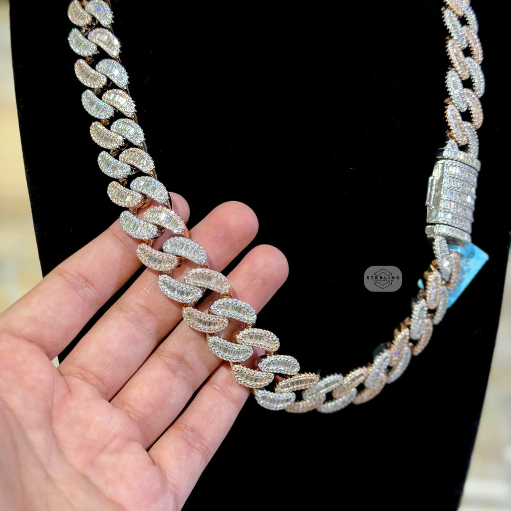 Moissanite 20mm Rose Baguette Cuban Chain