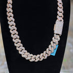 Moissanite 20mm Rose Gold over Silver 3D Cuban Chain
