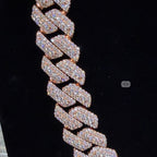Moissanite 20mm Rose Gold over Silver 3D Cuban Chain