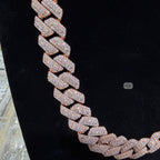 Moissanite 20mm Rose Gold over Silver 3D Cuban Chain