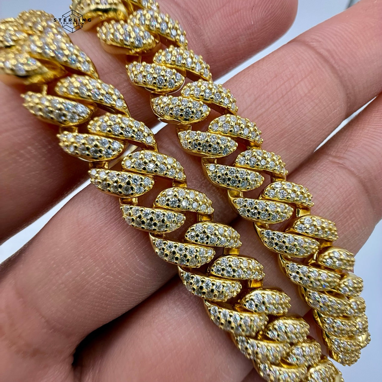 10mm Gold Tone Moissanite Miami Cuban Chain 22"