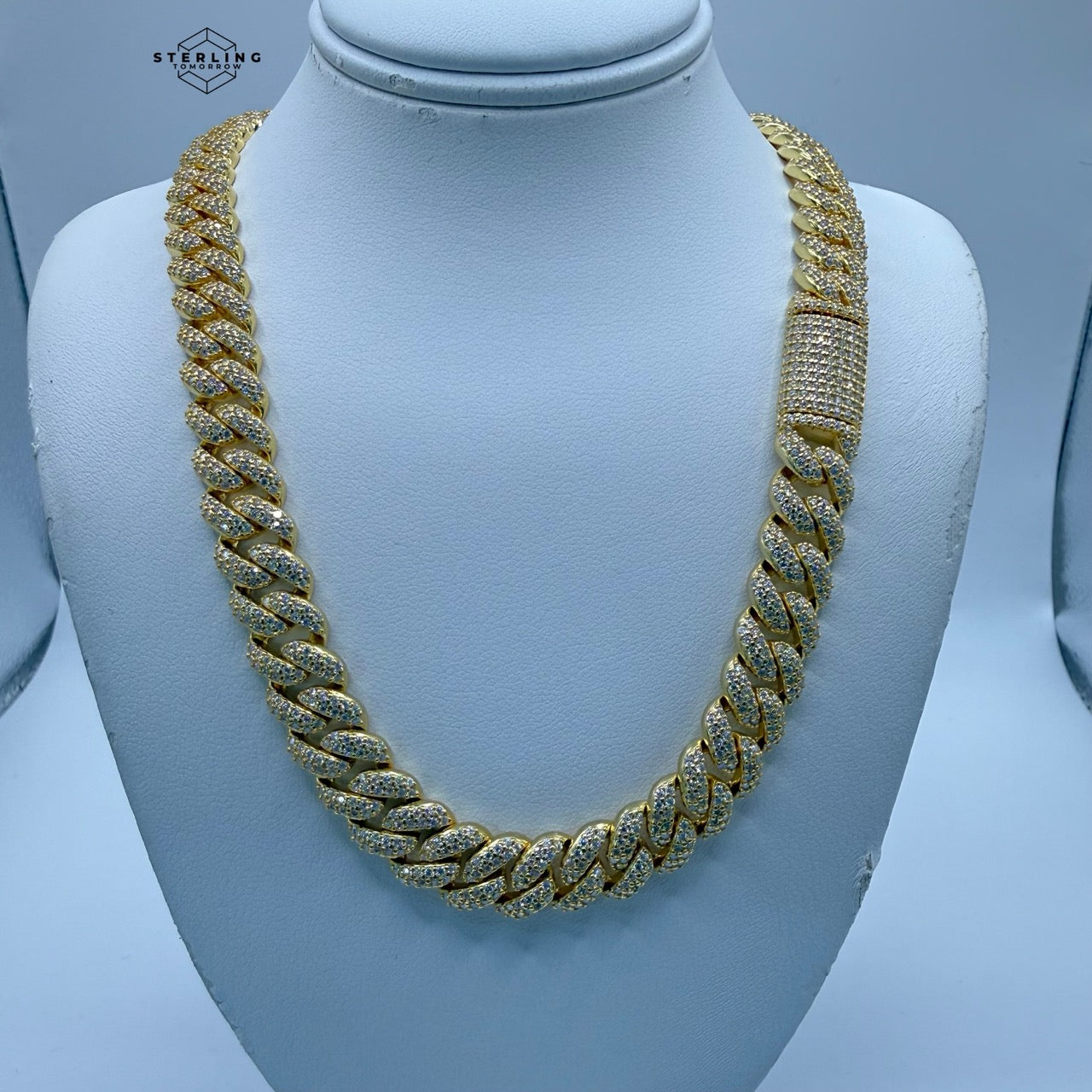10mm Gold Tone Moissanite Miami Cuban Chain 22"
