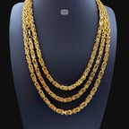 Gold 6mm Byzantine Chain Necklace or Bracelet, Mens 316L Stainless Steel, 14K Gold PVD Bonded, Waterproof Hypoallergenic Jewelry