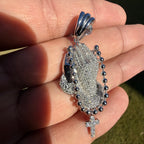 Moissanite Small Prayer Hands Rosary Pendant
