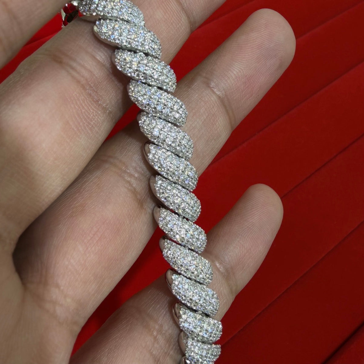 Moissanite Iced Twisted Bracelet 9.6mm 8"