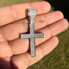 Moissanite Curved Cross Iced Out Pendant