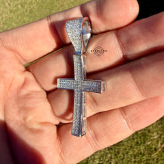 Moissanite Curved Cross Iced Out Pendant