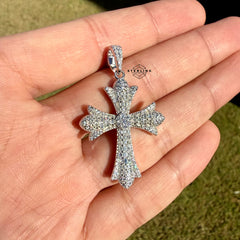 Moissanite VVS Gothic Cross Pendant 925 Silver Iced Out Free Steel Rope Chain
