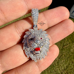 Moissanite VVS Lion Head Pendant 925 Silver Iced Out Free Steel Rope Chain