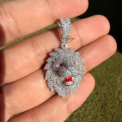 Moissanite VVS Lion Head Pendant 925 Silver Iced Out Free Steel Rope Chain