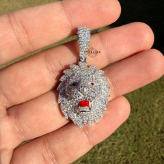 Moissanite VVS Lion Head Pendant 925 Silver Iced Out Free Steel Rope Chain