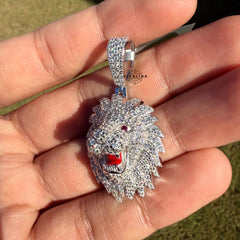 Moissanite VVS Lion Head Pendant 925 Silver Iced Out Free Steel Rope Chain