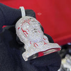 Jesus Pendant Iced Out with Blood Detail Silver Tone