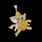Gold Iced Out Cowboy Skull Pendant