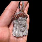 Iced Out Jesus Pendant Red Crown of Thorns