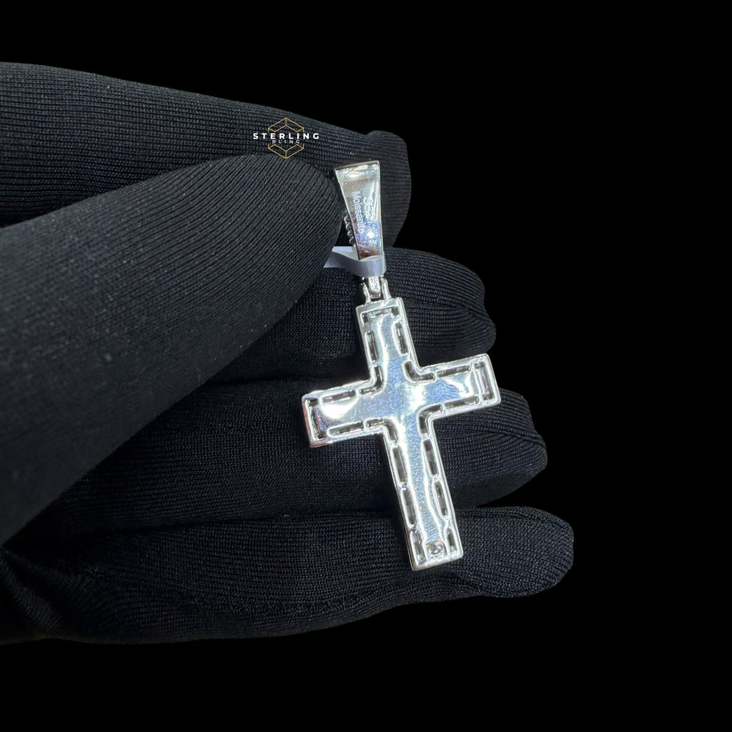 Iced Out Moissanite Cross Pendant 925 Sterling Silver, VVS1 D Color Moissanite Cross Necklace, Hip Hop Cross Pendant for Men, GRA Certified Religious Jewelry
