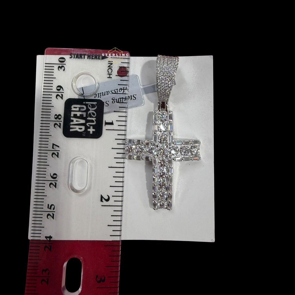Iced Out Moissanite Cross Pendant 925 Sterling Silver, VVS1 D Color Moissanite Cross Necklace, Hip Hop Cross Pendant for Men, GRA Certified Religious Jewelry