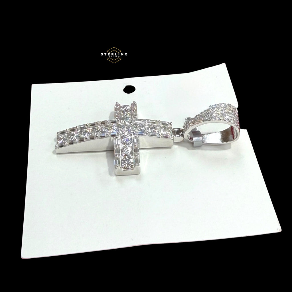 Iced Out Moissanite Cross Pendant 925 Sterling Silver, VVS1 D Color Moissanite Cross Necklace, Hip Hop Cross Pendant for Men, GRA Certified Religious Jewelry