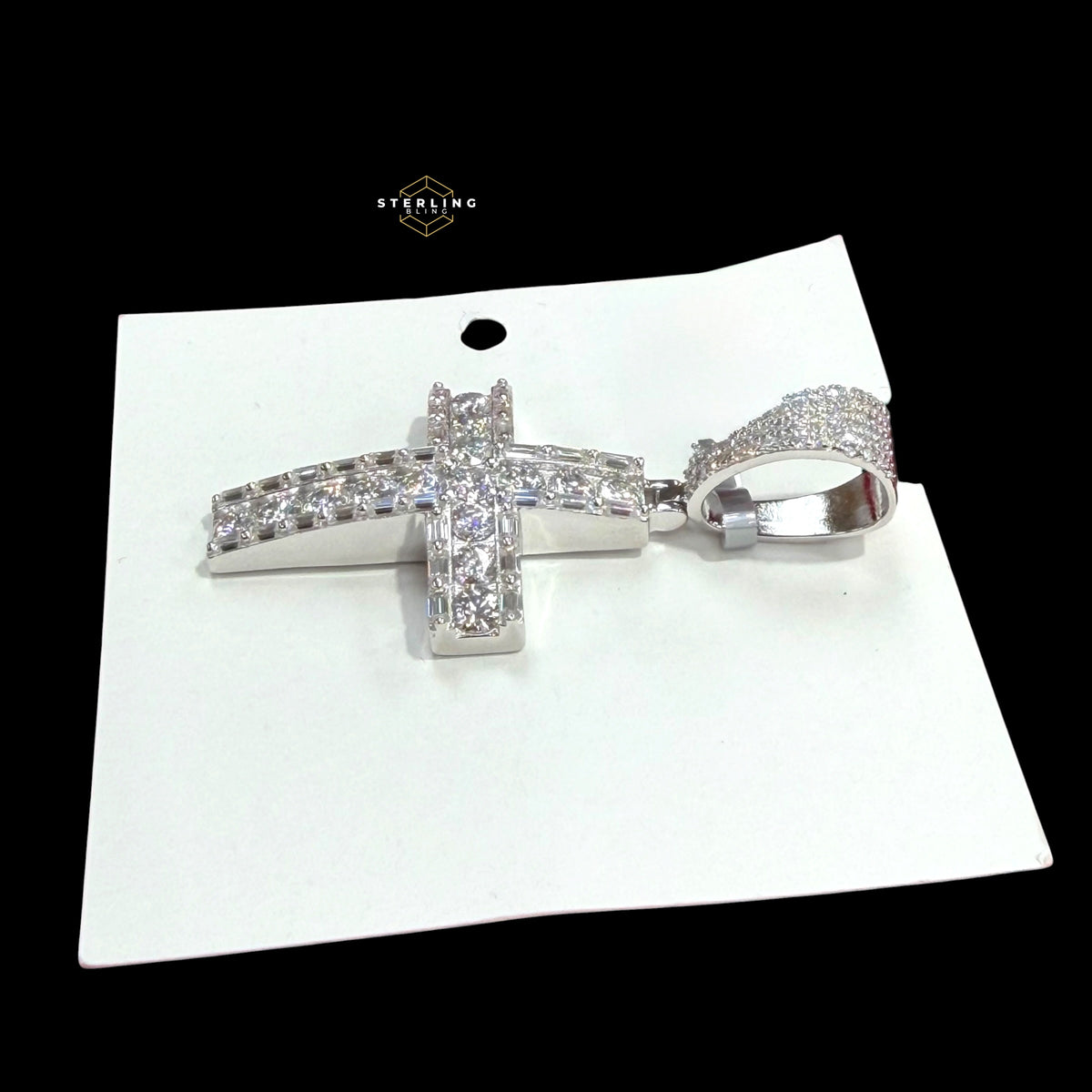 Iced Out Moissanite Cross Pendant 925 Sterling Silver, VVS1 D Color Moissanite Cross Necklace, Hip Hop Cross Pendant for Men, GRA Certified Religious Jewelry