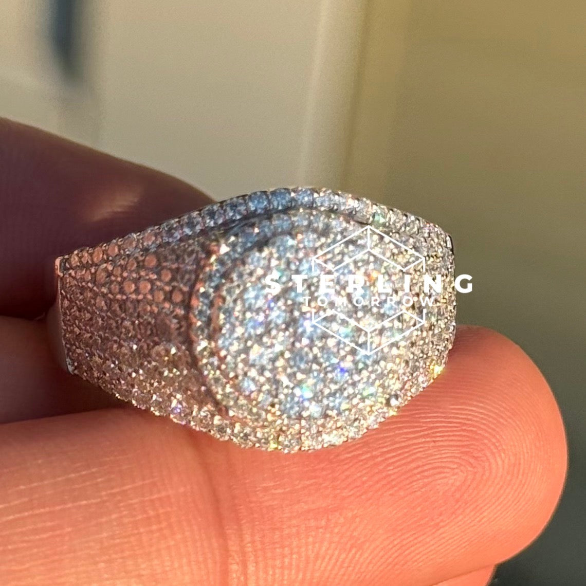 Cluster Round Moissanite Men's Ring