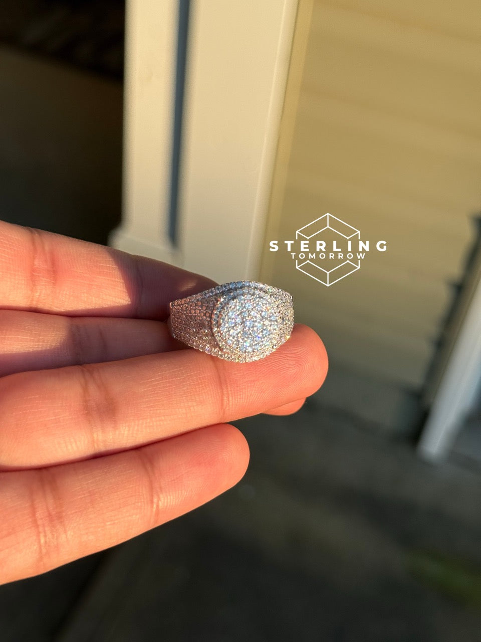 Cluster Round Moissanite Men's Ring