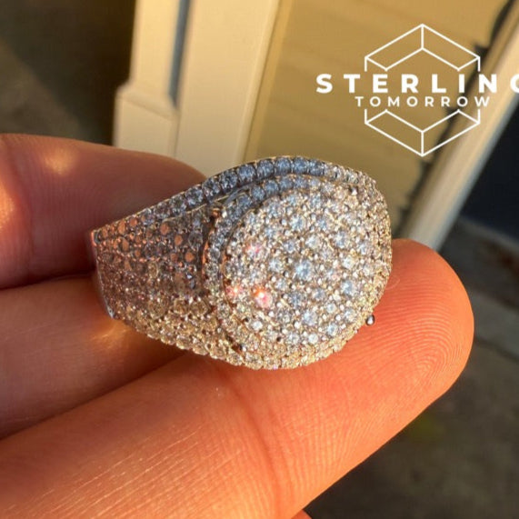 Cluster Round Moissanite Men's Ring