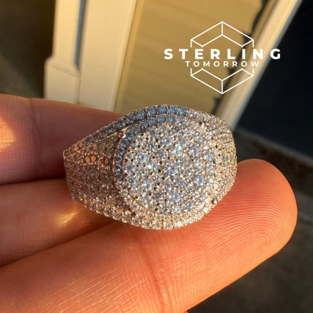 Cluster Round Moissanite Men's Ring